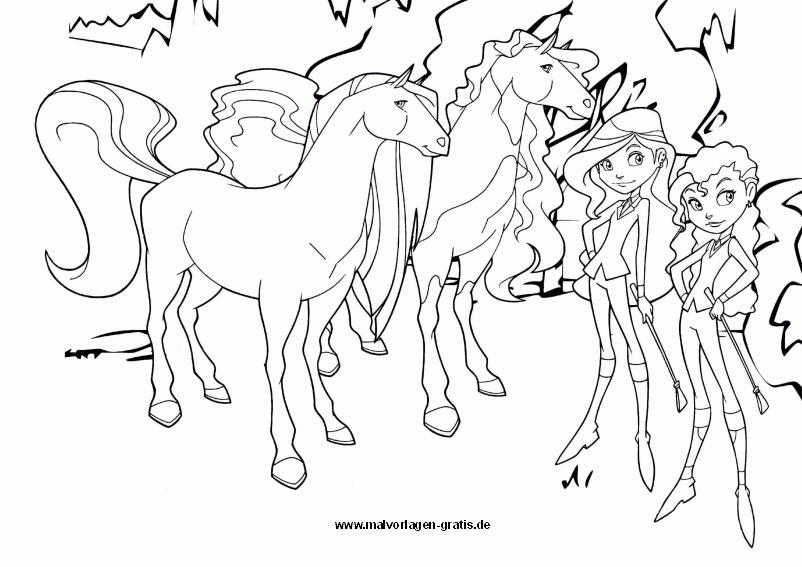 Konie i Przyjaciółki - Kolorowanka do Druku dla Dzieci kolorowanka do druku